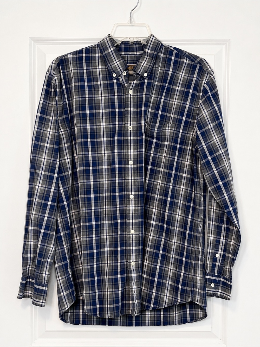 The Foundry Supply Co. Navy and Gray Plaid Button-Down Shirt